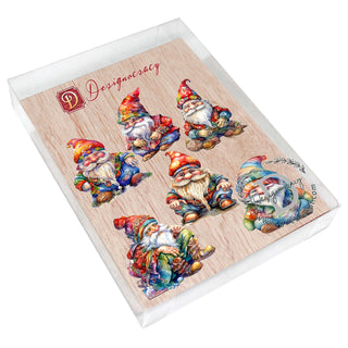 Christmas Gnomes Eco Wood Magnets Set of 6 by G. Debrekht - Christmas Decor - 8090031G-S6