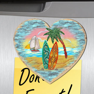 Coastal Heart Shaped Refrigerator Magnets Set of 3