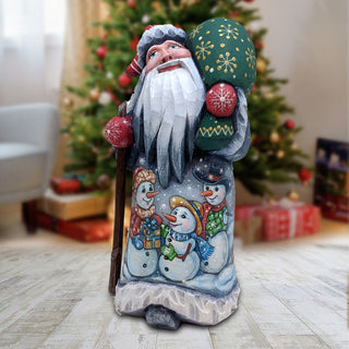 Snowman Companions Hand-Painted WOODCARVED Masterpiece by G. DeBrekht - Christmas Santa Snowman Decor - 8215104