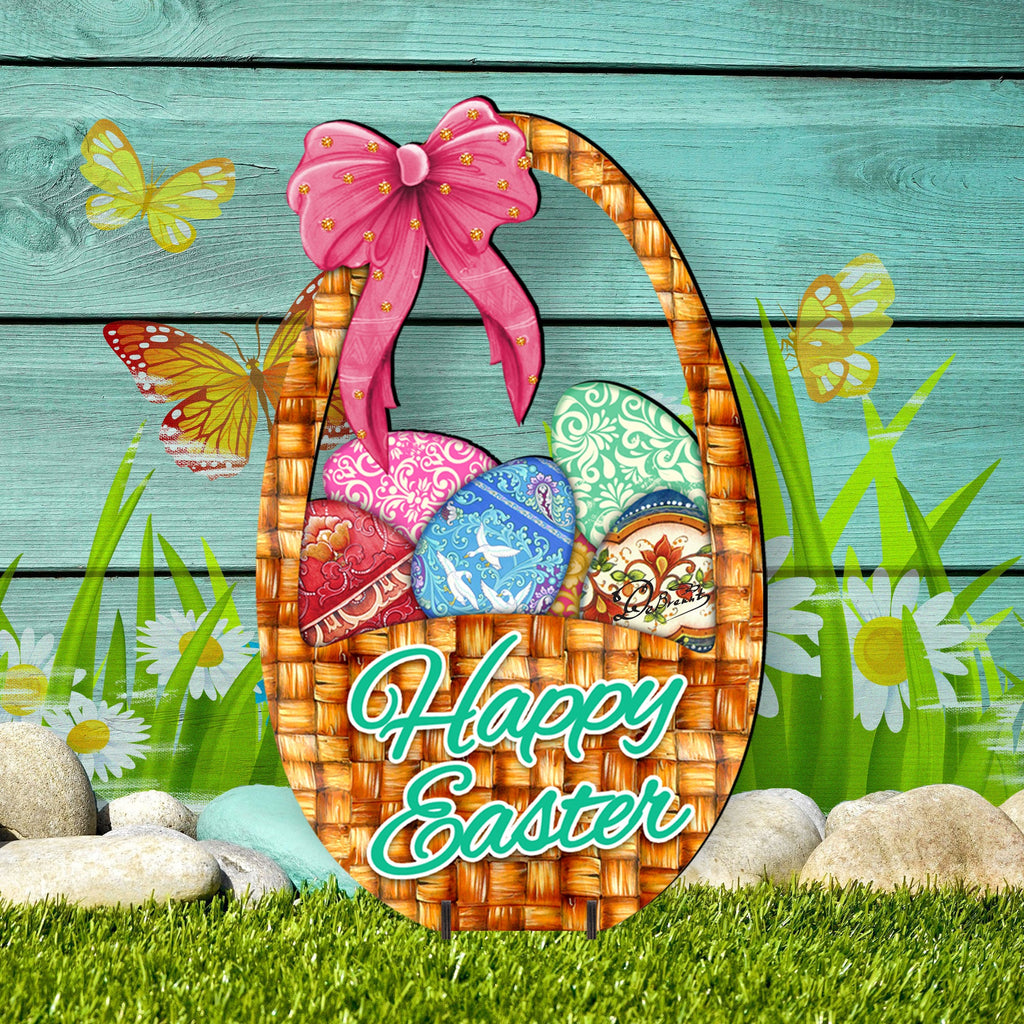 Easter Basket Outdoor Scene by G. DeBrekht - Easter Spring Decor - 8185309F