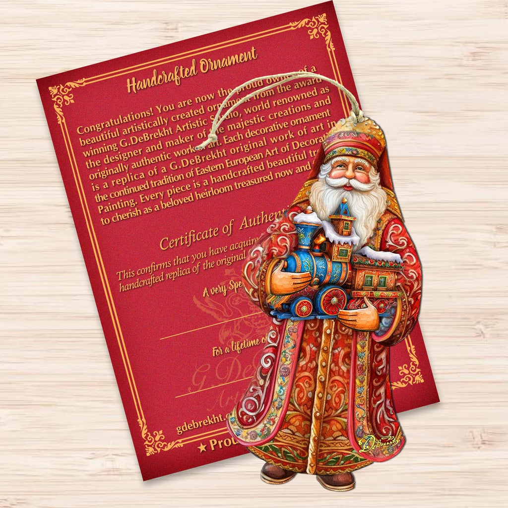 Santa's Miniature Holiday Express Wooden Ornaments by G. Debrekht - Christmas Santa Snowman Decor - 8691417