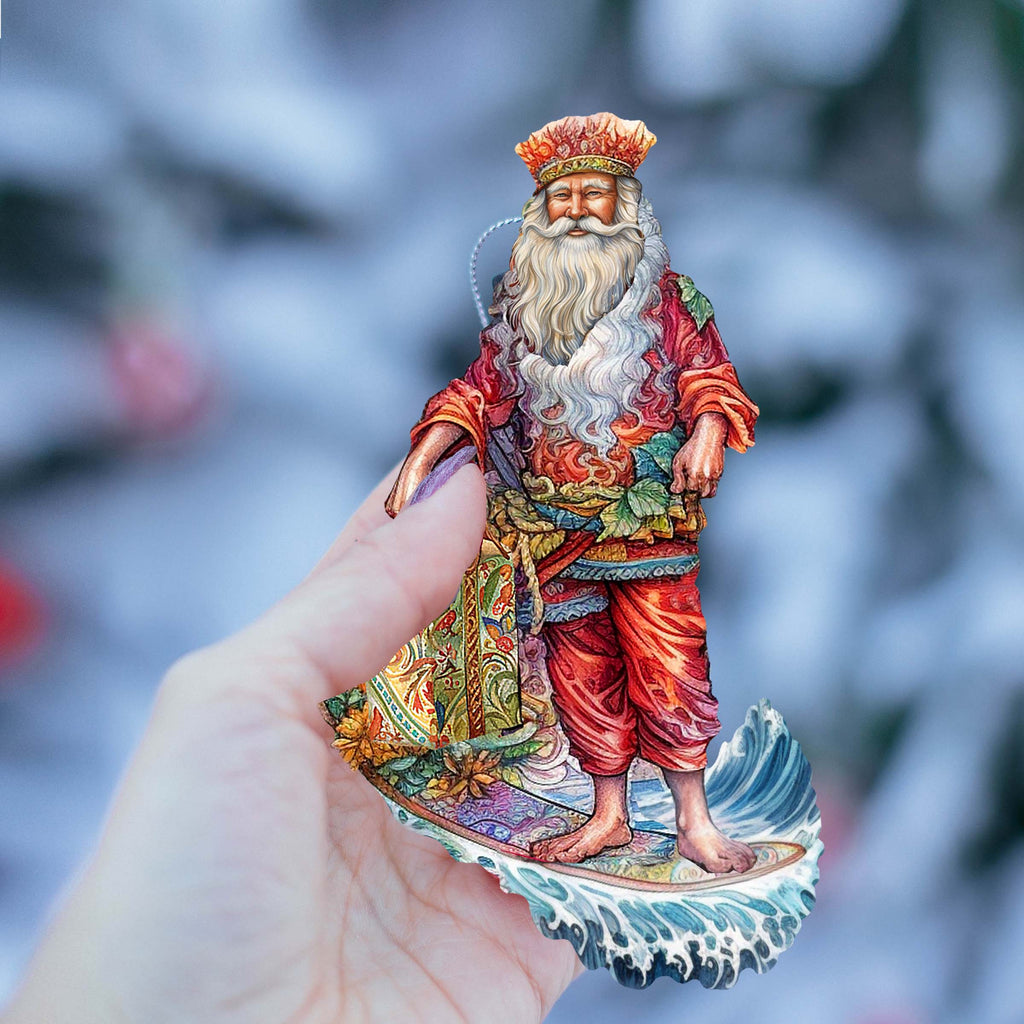 Santas Around the World - Hawaiian Inspired Santa - Eco Wood Ornaments Set of 3 by G. DeBrekht Christmas Santa Snowman Decor - 8091313S3