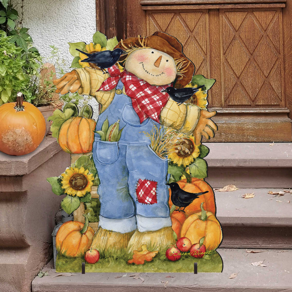 Front Yard Fall Decoration - Harvest Scarecrow - Freestanding - Handmade Gift - Garden Autumn Adornment by Susan Winget - 8471211F-SW