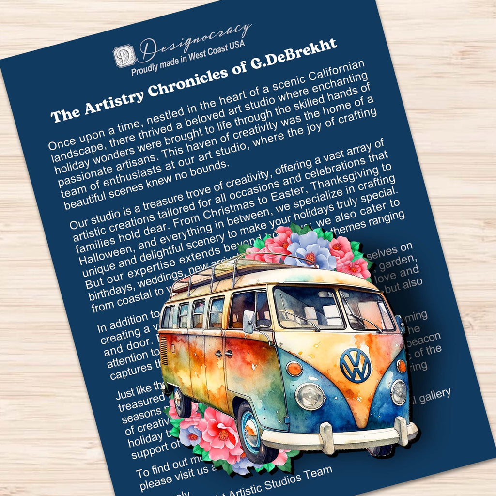 Surf Vans Clip-On Eco Wood Decorative Ornaments Set of 3 by G. Debrekht - Christmas Decor - 8091040C-S3