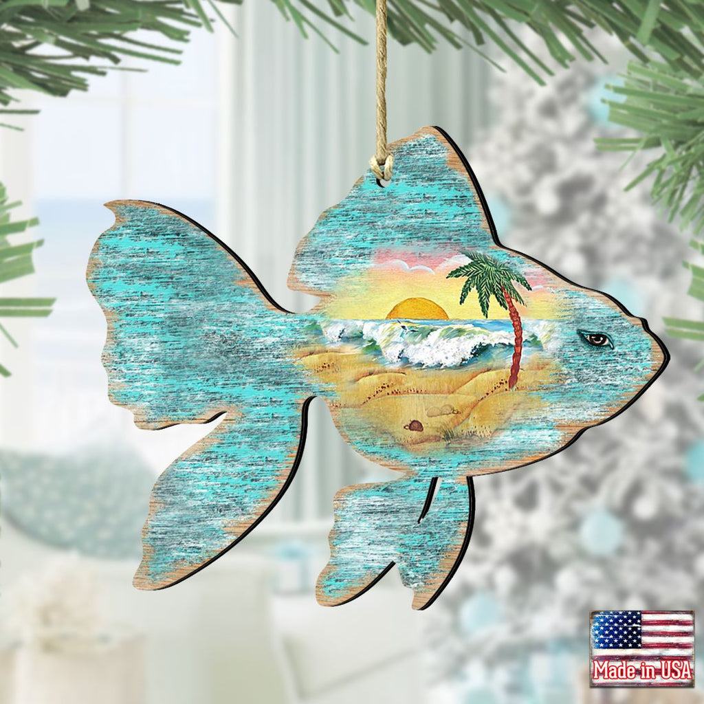 Fish Wooden Ornaments by G. DeBrekht - Coastal Holiday Decor - 8198534