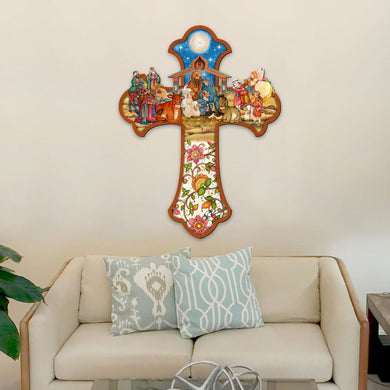 Nativity Cross Outdoor Decor by G. DeBrekht - Nativity Holiday Decor - 8191164F-XLG