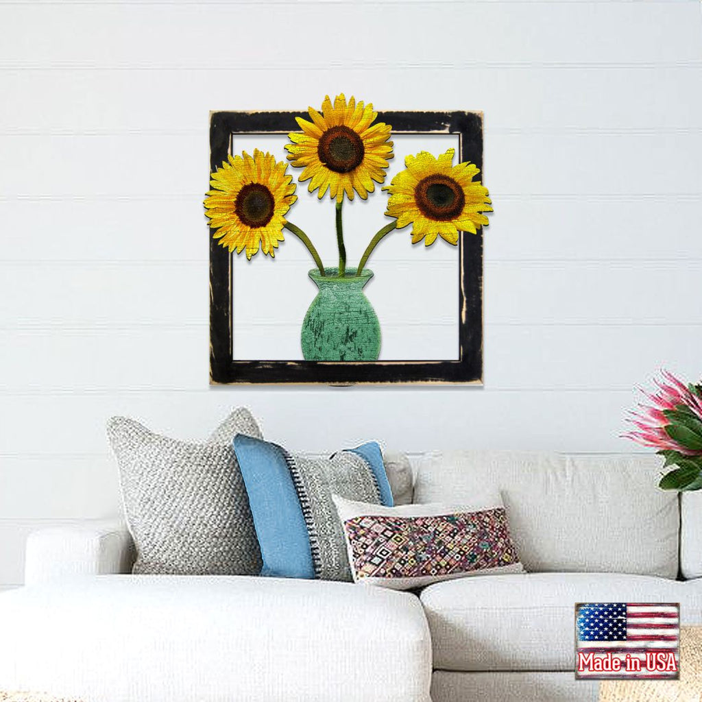 Sunflowers Rustic Wooden Wall Decor by G. DeBrekht - Thanksgiving Halloween Decor - G98763S3