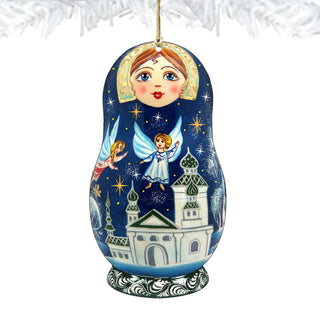 Guardian Angels Blue Doll Wooden Ornaments by G. DeBrekht - Christmas Decor - 8115941