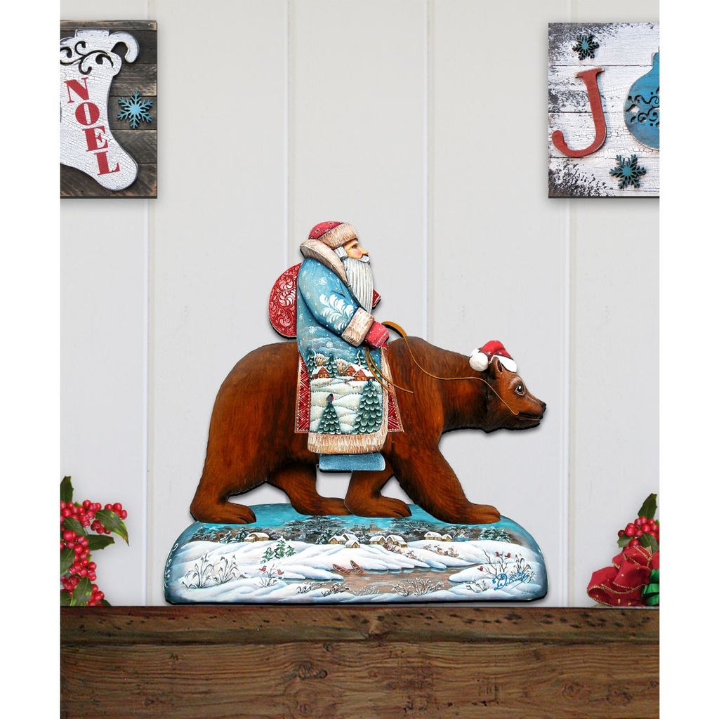 Santa On Grizzly Bear Christmas Door Decor by G. DeBrekht - Christmas Santa Snowman Decor - 8151128H