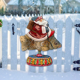Carousel Santa on Fish Door Decor by G. DeBrekht - Christmas Santa Snowman Decor - 8114052H