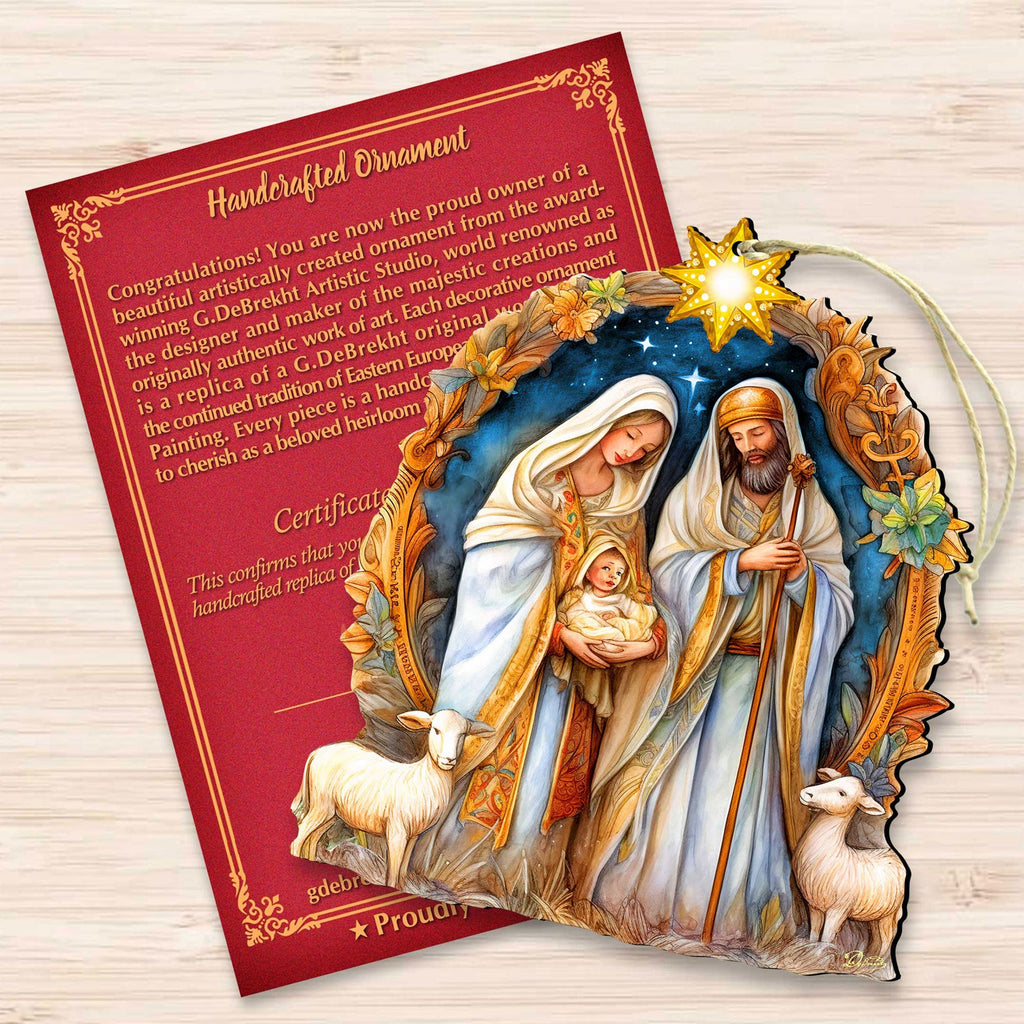 Nostalgic Nativity Scene Wooden Ornaments by G. DeBrekht Nativity Holiday Decor - 8611074