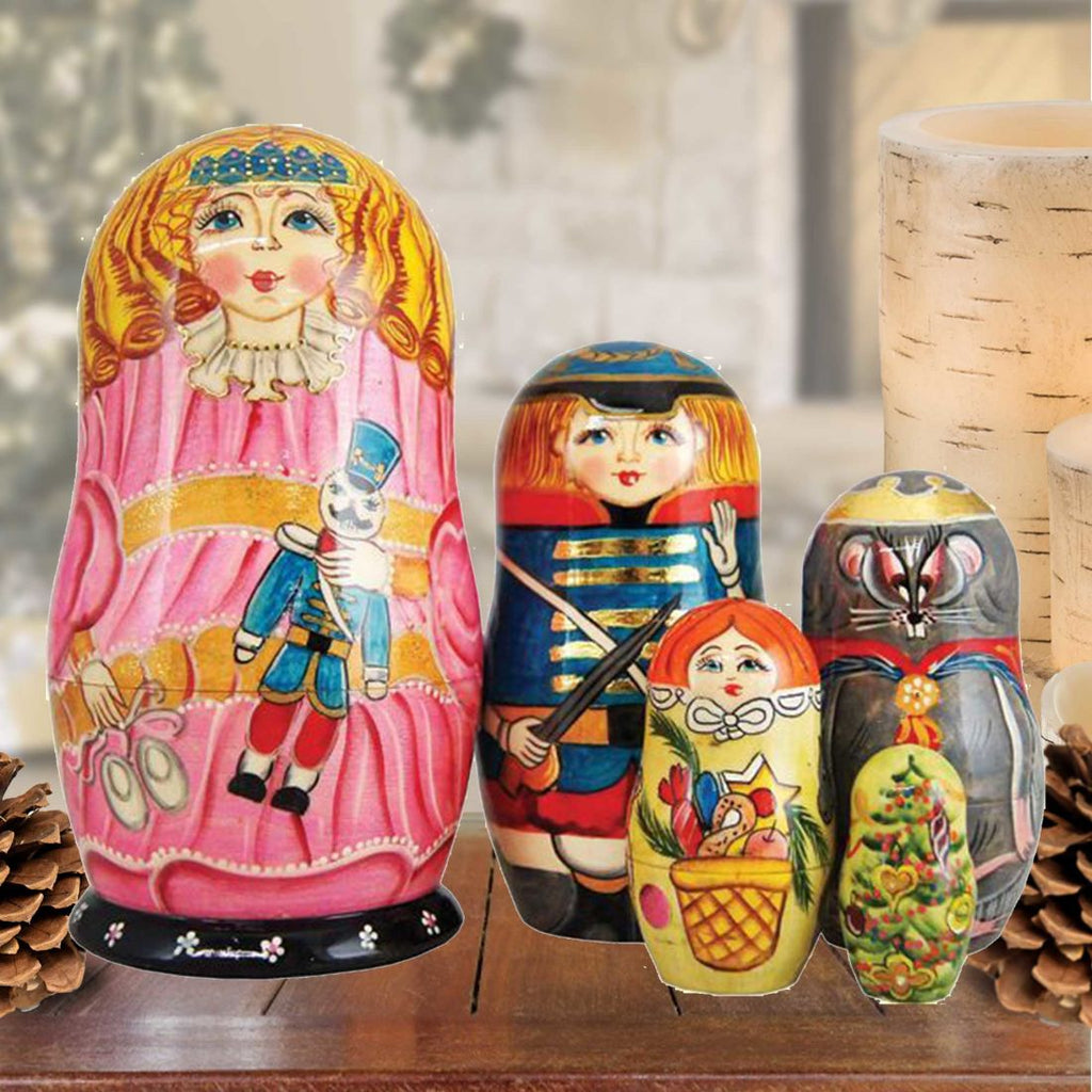 Clara Nutcracker Matreshka Nesting Hand-Painted Doll Set of 5 by G. DeBrekht - Christmas Decor - 1301152