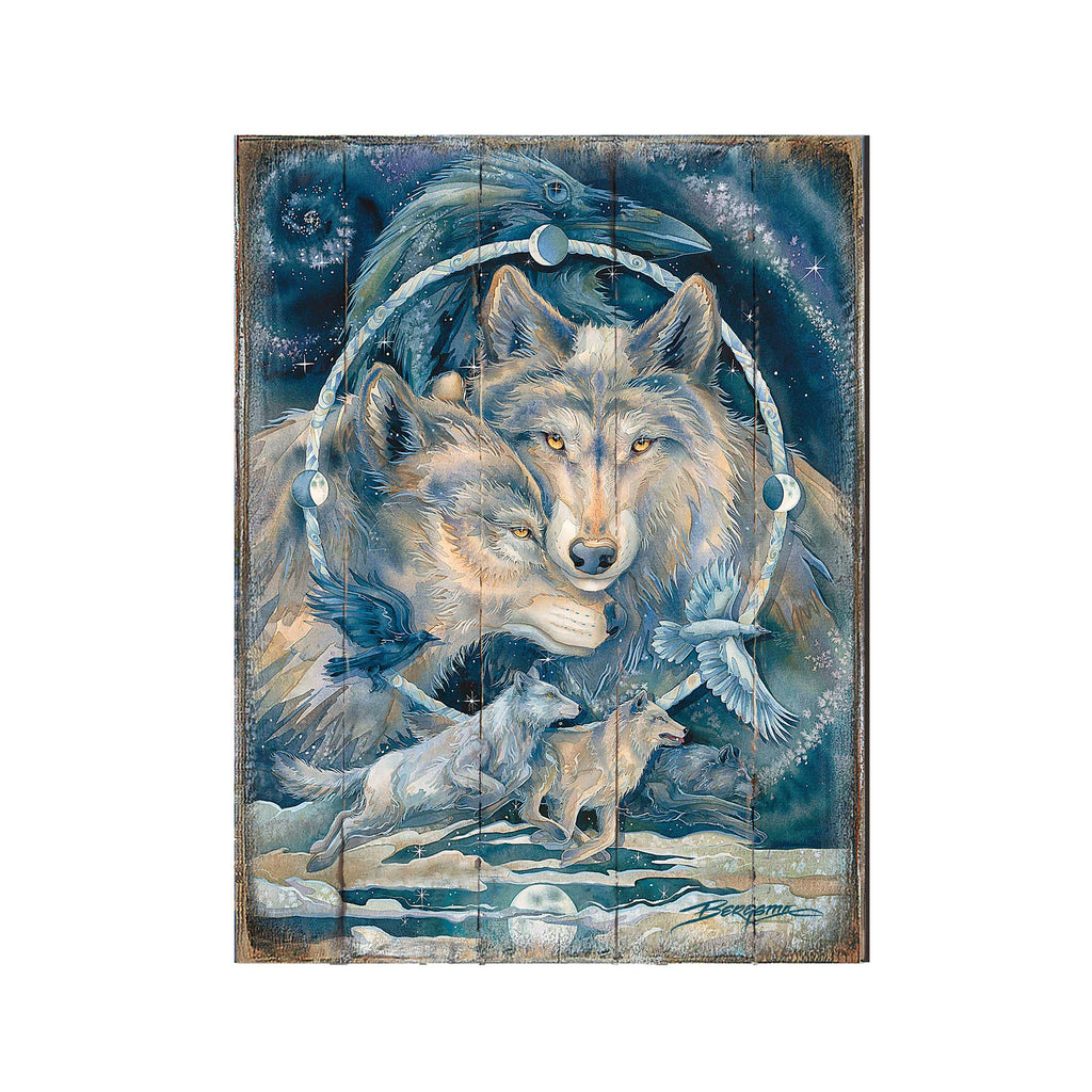 In Spirit I Am Free Wolves & Ravens Wooden Wall Art by J. Bergsma - Nature Wildlife Decor - 8592723BP-JB
