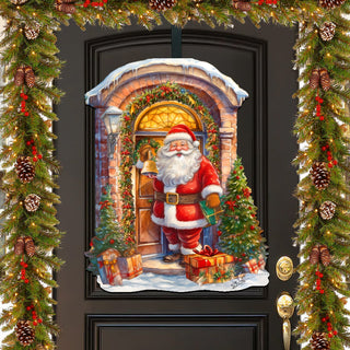 Knocking the door Santa Holiday Door Decor by G. Debrekht - Christmas Decor - 8611044H