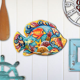 Tropical Fish Beach House Door Decor by G. DeBrekht - Coastal Holiday Decor - 8126121H