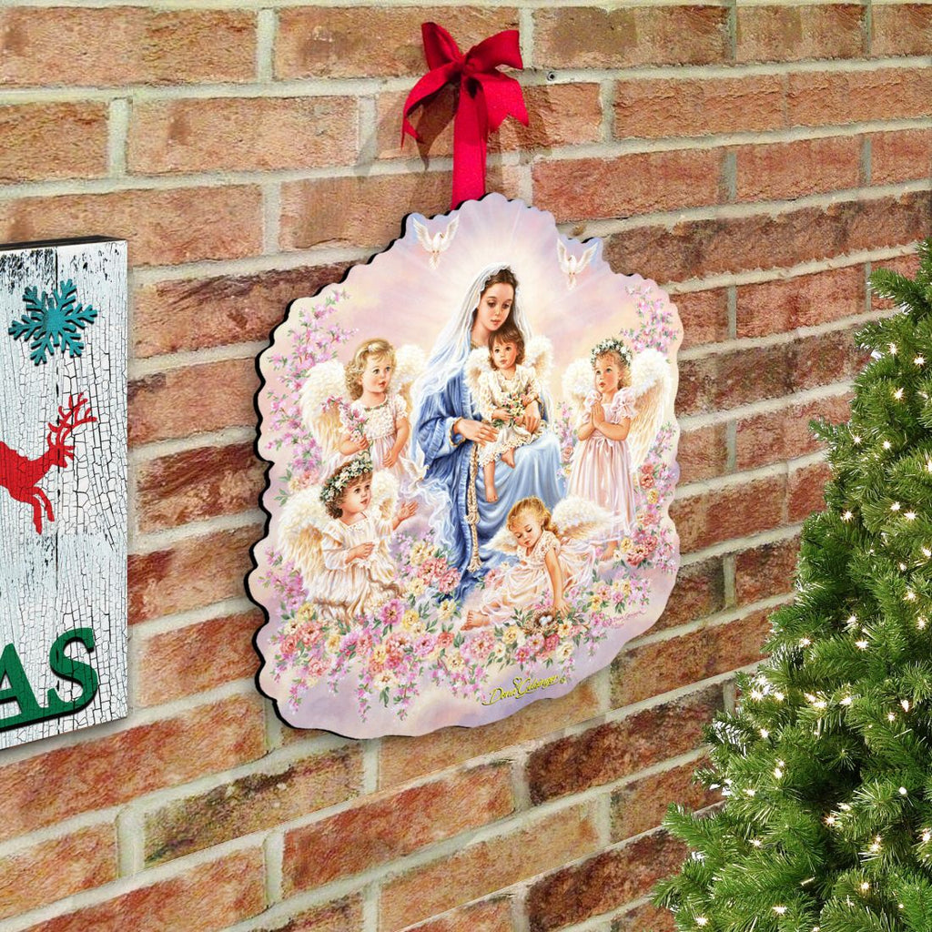 Gift of Love Angel Wreath Door Decor by D. Gelsinger - Nativity Holiday Decor - 8461031H-0108