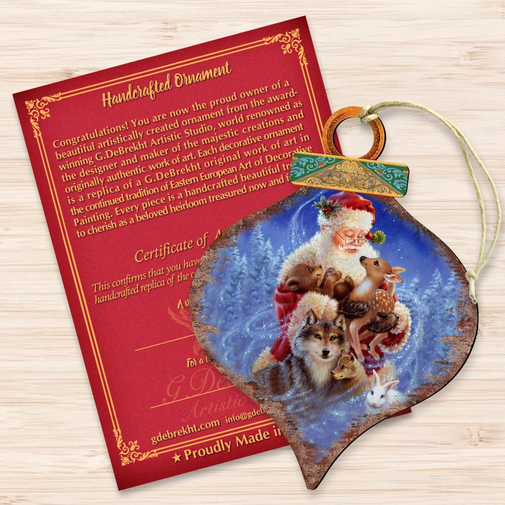 Santa Little Friends Drop Wooden Ornaments by Gelsinger - Christmas Santa Snowman Decor - 8031126-9914