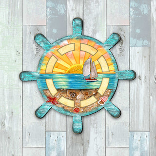 Captains Wheel Coastal Outdoor Door Decor by G. DeBrekht - Coastal Holiday Decor - 8198536H