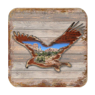 Eagle Wooden Cork Coasters Gift Set of 4 by Nature Wonders - Nature Wildlife Decor - 8199417C-S4