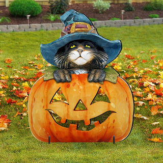 Black Cat Pumpkin Halloween Outdoor Decor by G. DeBrekht - Thanksgiving Halloween Decor - 8158416F
