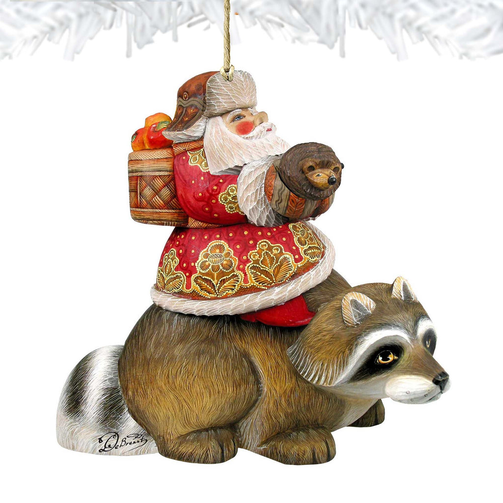 Racoon Santa Wooden Ornaments by G. DeBrekht - Christmas Santa Snowman Decor - 8121636