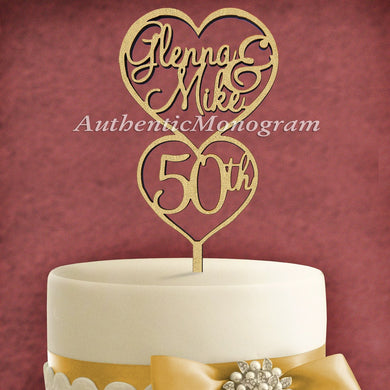 Wooden 50th Wedding Anniversary Cake Topper 4215