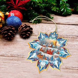 Winter Village Snowflake Large Wooden Ornament by G. Debrekht - Christmas Decor - 8688418M