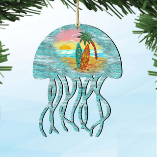 Jellyfish Wooden Ornaments by G. DeBrekht - Coastal Holiday Decor - 8198513