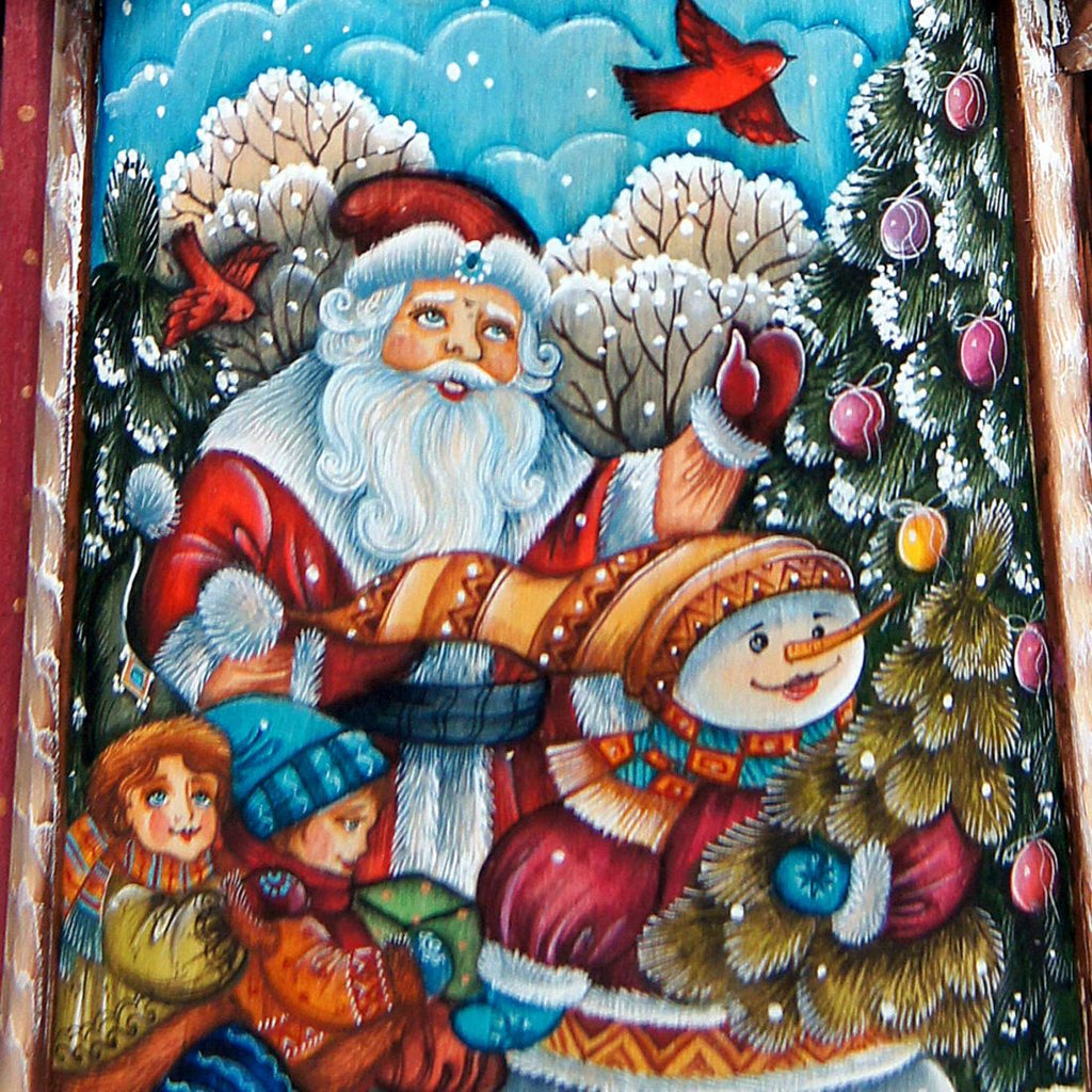 Towards Xmas Santa Blue Hand-Painted WOODCARVED Masterpiece by G. DeBrekht - Christmas Decor - 241133