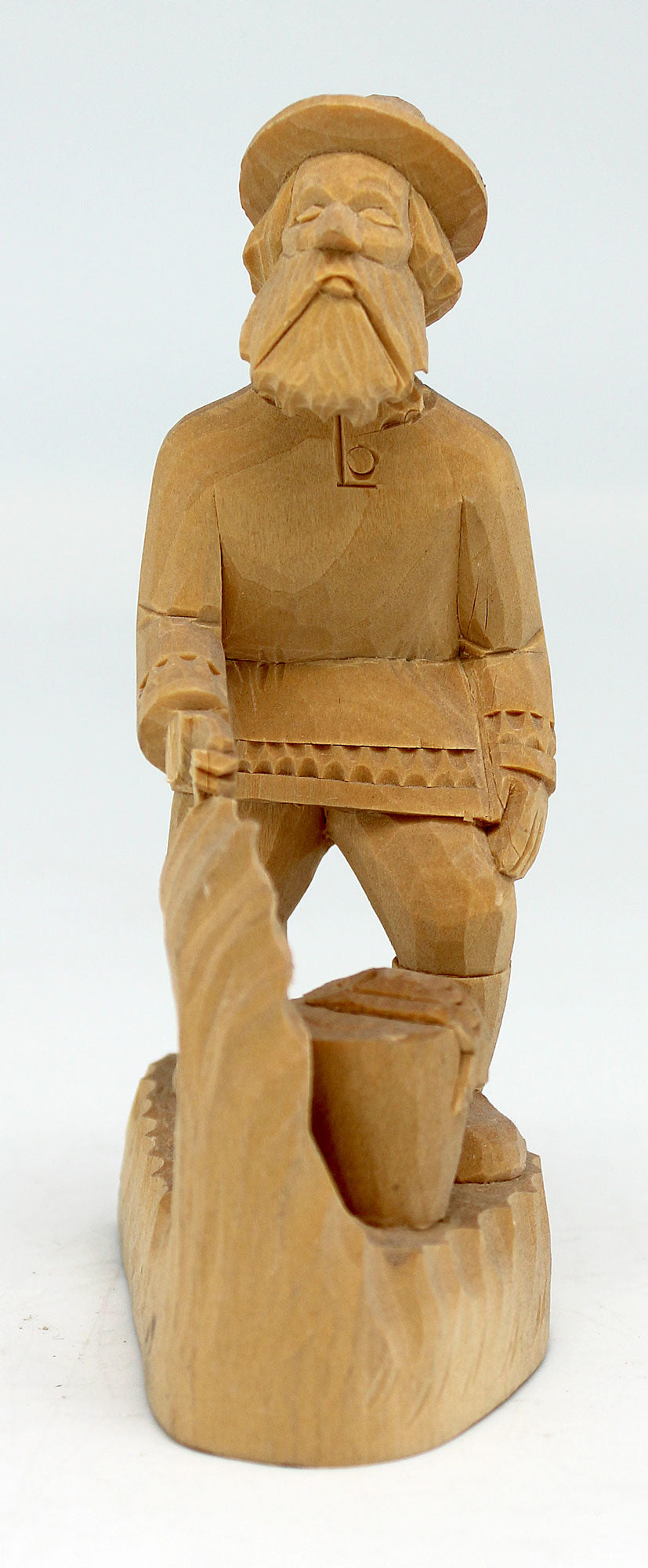 One-of-a-Kind Fisherman Wood Carved Figurine 4.5