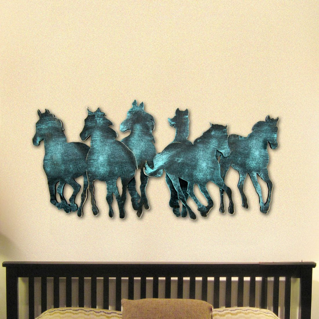 Wild Stallions Rustic Wooden Wall Decor by G. DeBrekht - Nature Wildlife Decor - G98157S6