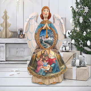 Nativity Angel Santa Hand-Painted WOODCARVED Masterpiece by G. DeBrekht - Nativity Holiday Decor - 251735