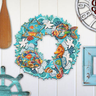 Coastal Sea Creatures Holiday Door Wreath by G. DeBrekht - Coastal Holiday Decor - 8185306-3H