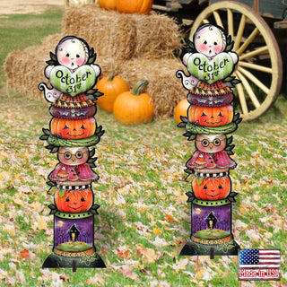 Boo Walkway Greeters Set of 2 Halloween Outdoor Decor by Jamie Mills-Price - Thanksgiving Halloween Decor - 8457802F-S2