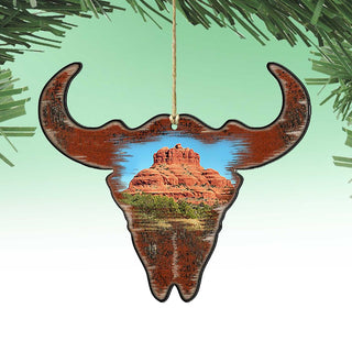 Buffalo Skull Wooden Ornaments by Nature Wonders - Wildlife Holiday Decor - 8198235
