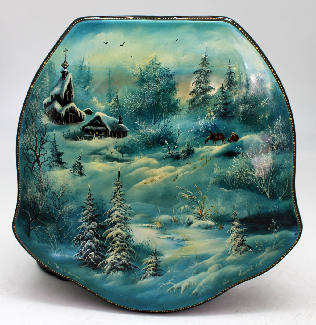 Handpainted One-of-a-Kind Papier Mache Lacquered Miniature Box 6 x 6 x 2