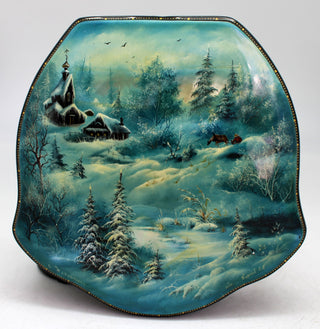 Handpainted One-of-a-Kind Papier Mache Lacquered Miniature Box 6 x 6 x 2