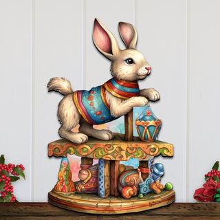 Carousel Bunny with Toys Holiday Door Decor by G. Debrekht - Christmas Decor - 8611086H