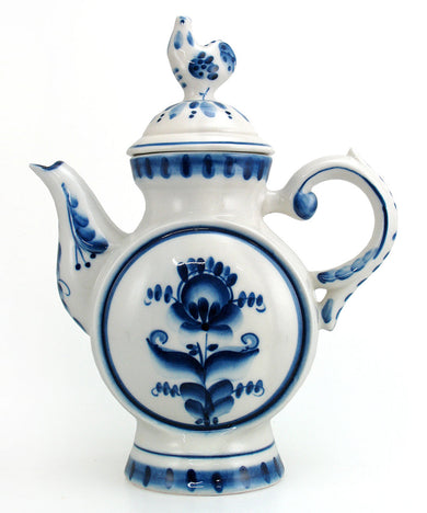 Gzhel Authentic Handpainted Fine Porcelain Decorative Blue and White Teapot by G DeBrekht