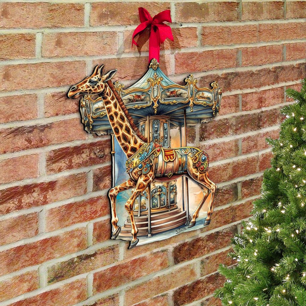 Carousel Giraffe Holiday Door Decor by G. Debrekht - Christmas Decor - 8611028H