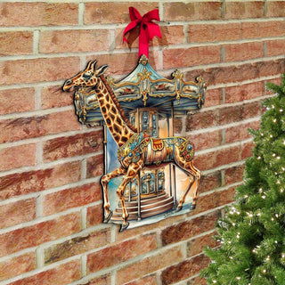 Carousel Giraffe Holiday Door Decor by G. Debrekht - Christmas Decor - 8611028H