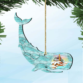 Whale Wooden Ornaments by G. DeBrekht - Coastal Holiday Decor - 8198516