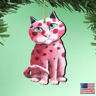 Cherries Jubilee Cat Wooden Ornaments by Laura Seeley - Pets Dog and Cats Decor - 8512065-LS