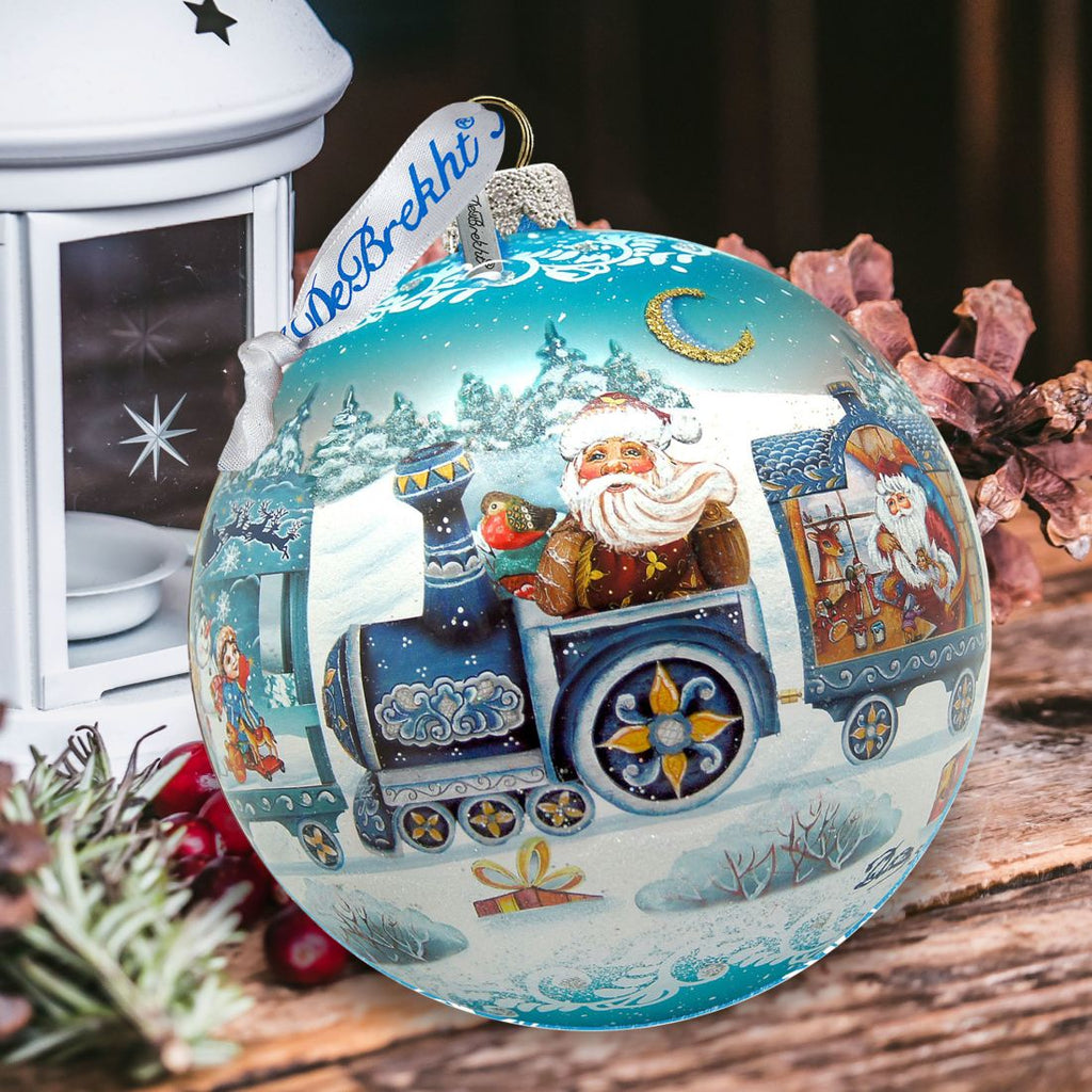 Express Train Ball Glass Ornament Limited Edition by G. DeBrekht - Christmas Santa Snowman Decor - 73873B
