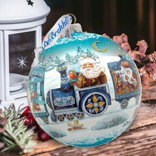Express Train Ball Glass Ornament Limited Edition by G. DeBrekht - Christmas Santa Snowman Decor - 73873B