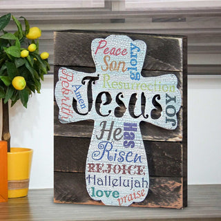 Easter Cross Monogram Wooden Wall Art by Nature Wonders - Easter Spring Decor - 98715B