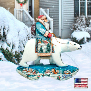 Polar Bear Santa Christmas Outdoor Scene by G. DeBrekht - Christmas Santa Snowman Decor - 8116382F