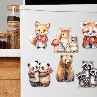 Forest Animals Decorative Eco Wood Magnets Set of 6 by G. Debrekht - Wildlife Decor - 8090021G-S6