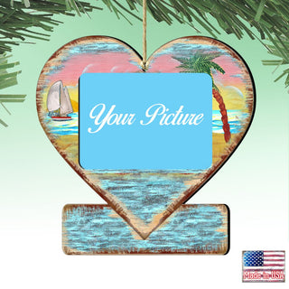 Coastal Heart Picture Frame Ornaments - Ornament for Photo - Coastal Holiday Decor - 8198731PF
