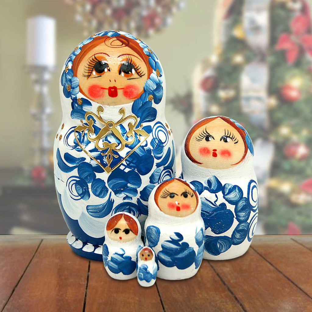 Ladybug Matreshka Nesting Hand-Painted Doll Set of 5 by G. DeBrekht - Christmas Decor - 140080